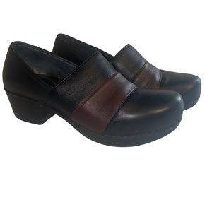 Dansko 2-Tone Leather Clogs Shoes 39 8.5-9 Pro Tenley Nappa Black & Brown